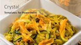  Presentation with saffron flower - Presentation theme featuring pasta with zucchinis flower and saffron selective focus background and a coral colored foreground