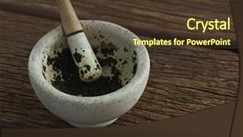  Presentation with mortar - Theme having paste in mortar and pestle background and a tawny brown colored foreground