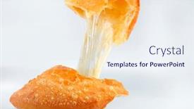  Presentation with pastel - PPT theme having bakery empanada - pastel - brazilian pastry background and a sky blue colored foreground