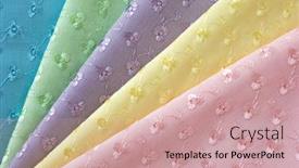  Presentation with pastel - Audience pleasing presentation design consisting of pastel-colored-embroidered-eyelet-fabric backdrop and a coral colored foreground
