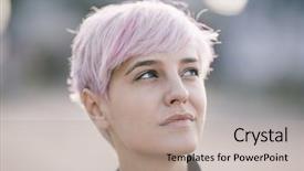  Presentation with pastel pink - Audience pleasing presentation design consisting of pastel colors - natural portrait of young woman backdrop and a mint green colored foreground