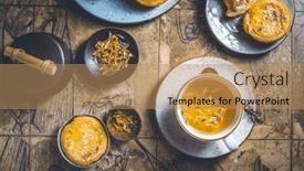  Presentation with sweet pastry - Slides consisting of pastel-de-nata-with-cup background and a  colored foreground