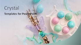  Presentation with pastel - Presentation design enhanced with pastel-easter-eggs-and-spring background and a light blue colored foreground