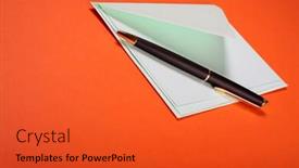  Presentation with envelope - PPT theme consisting of pastel-green-envelope-letter background and a red colored foreground