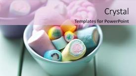  Presentation with floral pastel colors - Colorful slide deck enhanced with pastel marchmallows and rock candy backdrop and a lemonade colored foreground