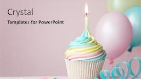  Presentation with pastel - Colorful slide deck enhanced with pastel-rainbow-birthday-cupcake backdrop and a lemonade colored foreground