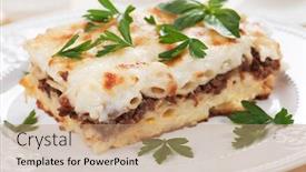  Presentation with ground beef - Cool new slides with pasticcio or pastitsio with ground beef and bechamel sauce italian baked pasta backdrop and a coral colored foreground