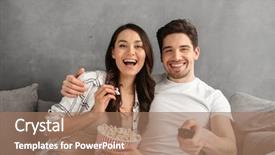  Presentation with family theray - Beautiful theme featuring pastime - image of young happy family backdrop and a coral colored foreground