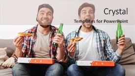  Presentation with eating - Cool new presentation design with agitation - two agitated emotional men eating backdrop and a coral colored foreground