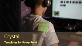  Presentation with work celebration - Colorful presentation design enhanced with pasting-aprils-fools-day-sticker backdrop and a tawny brown colored foreground