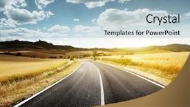  Presentation with tuscany - Slide set enhanced with pastor - asphalt road in tuscany italy background and a light blue colored foreground