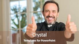  Presentation with christian cowboy - Slide deck consisting of pastor - christian priest man happy background and a tawny brown colored foreground