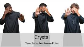  Presentation with christian - Amazing theme having pastor - collage of christian priest men backdrop and a light gray colored foreground