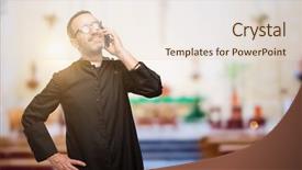  Presentation with religion islam ramadan kareem - Cool new PPT theme with pastor - priest religion man happy talking backdrop and a lemonade colored foreground