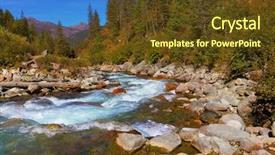  Presentation with mountain stream - Theme consisting of pastoral in the alpine mountain valley in austria cascades of cold water at the source of the famous krimml waterfalls rapid mountain stream of coniferous forests background and a tawny brown colored foreground