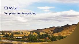  Presentation with river valley - Colorful PPT theme enhanced with pastoral landscape in a valley of the river missouri in the usa backdrop and a sky blue colored foreground