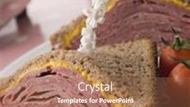  Presentation with bread - Theme consisting of pastrami-on-rye-bread background and a coral colored foreground