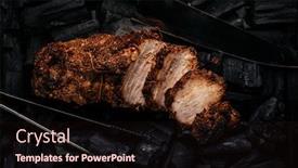  Presentation with charcoal - Amazing slides having pastrami-pork-grilled-with-spices backdrop and a wine colored foreground