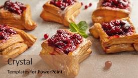  Presentation with jam - PPT layouts consisting of pastry - delicious pastries with cherry jam background and a coral colored foreground