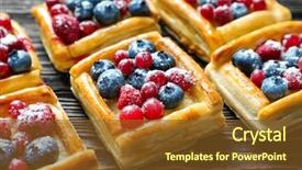  Presentation with puff pastry - Audience pleasing PPT theme consisting of pastry - delicious puff pastries with berries backdrop and a tawny brown colored foreground