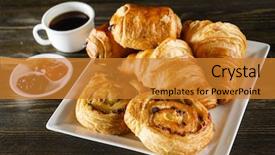  Presentation with french pastry - Colorful PPT layouts enhanced with pastry - french pastries backdrop and a gold colored foreground