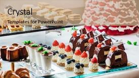  Presentation with table ronde - Presentation design consisting of pastry - pastries on the brunch table background and a coral colored foreground
