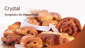  Presentation with pastries - Slide set consisting of pastry - pastries background and a sky blue colored foreground