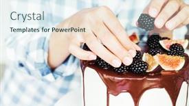  Presentation with pastry chef - Audience pleasing PPT theme consisting of pastry-chef-decorates-the-cake backdrop and a sky blue colored foreground