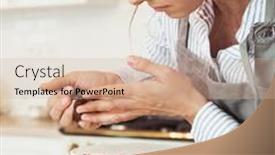  Presentation with pastry chef - Presentation consisting of pastry-chef-in-the-kitchen background and a soft green colored foreground