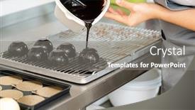  Presentation with pastry chef - Slide set enhanced with pastry-chef-pouring-liquid-dark background and a gray colored foreground