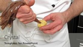  Presentation with pastry chef - Presentation theme having pastry-chef-preparing-and-making background and a light gray colored foreground