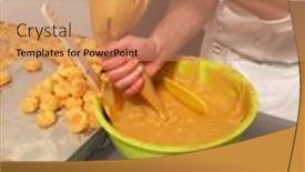  Presentation with pastry chef - Presentation theme having pastry-chef-preparing-and-making background and a coral colored foreground