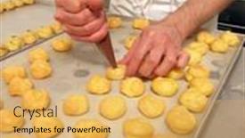  Presentation with pastry chef - Presentation theme consisting of pastry-chef-preparing-and-making background and a yellow colored foreground