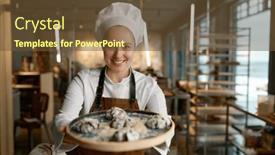  Presentation with pastry chef - Slides having pastry-chef-presenting-freshly-baked background and a tawny brown colored foreground