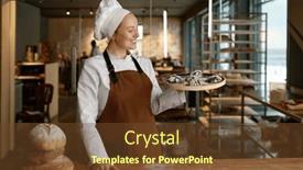  Presentation with pastry chef - PPT theme consisting of pastry-chef-presenting-freshly-baked background and a tawny brown colored foreground