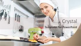  Presentation with pastry chef - Audience pleasing PPT layouts consisting of pastry-chef-putting-cranberries backdrop and a mint green colored foreground