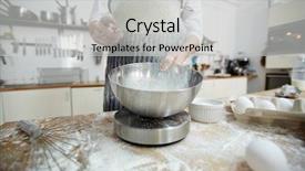  Presentation with pastry chef - Slide set with pastry-chef sifting wheaten flour background and a  colored foreground