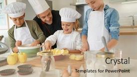  Presentation with class - Colorful slide deck enhanced with pastry class with kids little backdrop and a mint green colored foreground