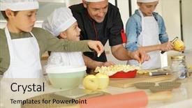  Presentation with cooking kids - Audience pleasing PPT theme consisting of pastry class with kids little backdrop and a coral colored foreground