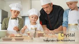  Presentation with cooking kids - Amazing presentation design having pastry class with kids little backdrop and a soft green colored foreground