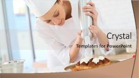  Presentation with pastry cream - PPT theme with pastry cook spreading whipped cream background and a soft green colored foreground