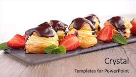  Presentation with pastry cream - Slide deck having profiteroles - pastry filling with cream background and a coral colored foreground
