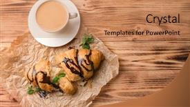  Presentation with coffee chocolate - Colorful PPT theme enhanced with pastry products - delicious croissant with chocolate backdrop and a  colored foreground