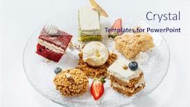  Presentation with pastry cookbook - Presentation theme having pastry-set-on-the-plate background and a  colored foreground