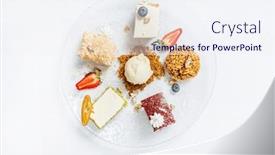  Presentation with pastry cookbook - PPT theme enhanced with pastry-set-on-the-plate background and a  colored foreground