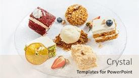  Presentation with pastry cookbook - Theme with pastry-set-on-the-plate background and a  colored foreground