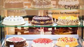  Presentation with pastry cream - Colorful presentation theme enhanced with pastry shop glass display backdrop and a coral colored foreground