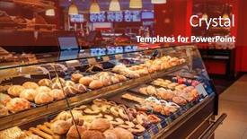  Presentation with case - Audience pleasing slides consisting of pastry-sweets-display-window-case backdrop and a tawny brown colored foreground