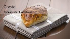  Presentation with cumin cumin cumin - Slide deck having pastry with black cumin seed background and a mint green colored foreground