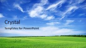  Presentation with pasture - Cool new PPT theme with pasture - green field and blue sky backdrop and a light blue colored foreground
